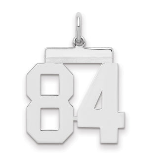Sterling Silver Rhodium-plated Medium Polished Number 84 Charm