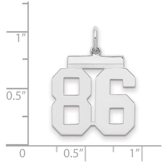 Sterling Silver Rhodium-plated Medium Polished Number 86 Charm