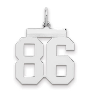 Sterling Silver Rhodium-plated Medium Polished Number 86 Charm