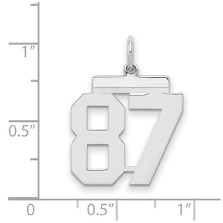 Sterling Silver Rhodium-plated Medium Polished Number 87 Charm