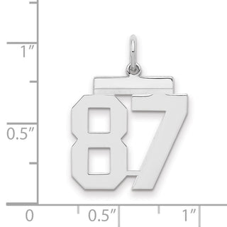 Sterling Silver Rhodium-plated Medium Polished Number 87 Charm