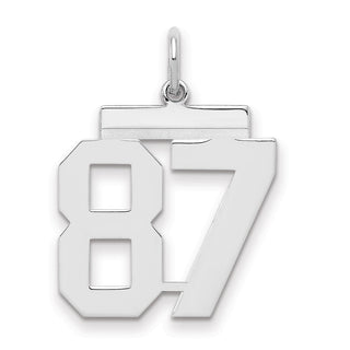 Sterling Silver Rhodium-plated Medium Polished Number 87 Charm