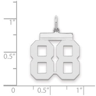 Sterling Silver Rhodium-plated Medium Polished Number 88 Charm