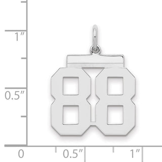 Sterling Silver Rhodium-plated Medium Polished Number 88 Charm