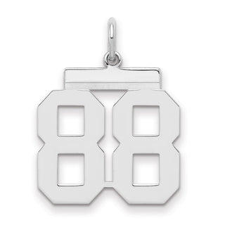 Sterling Silver Rhodium-plated Medium Polished Number 88 Charm