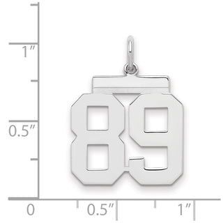 Sterling Silver Rhodium-plated Medium Polished Number 89 Charm
