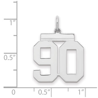 Sterling Silver Rhodium-plated Medium Polished Number 90 Charm