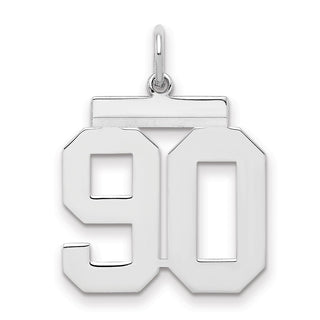 Sterling Silver Rhodium-plated Medium Polished Number 90 Charm