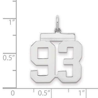 Sterling Silver Rhodium-plated Medium Polished Number 93 Charm