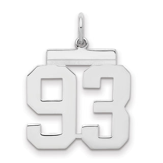 Sterling Silver Rhodium-plated Medium Polished Number 93 Charm