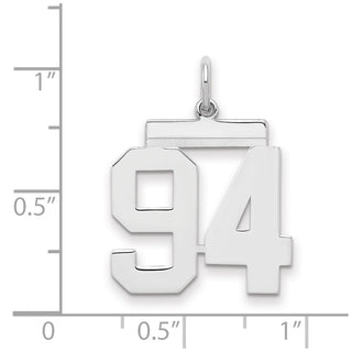 Sterling Silver Rhodium-plated Medium Polished Number 94 Charm