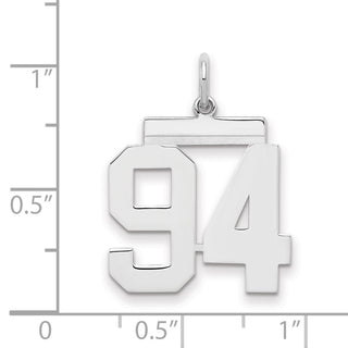 Sterling Silver Rhodium-plated Medium Polished Number 94 Charm