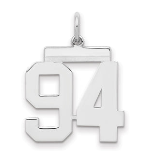 Sterling Silver Rhodium-plated Medium Polished Number 94 Charm