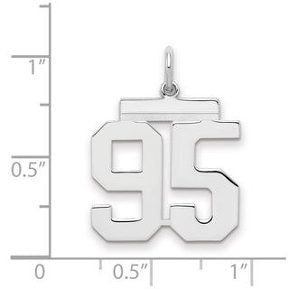 Sterling Silver Rhodium-plated Medium Polished Number 95 Charm