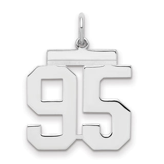 Sterling Silver Rhodium-plated Medium Polished Number 95 Charm