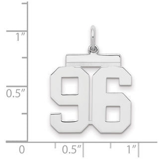 Sterling Silver Rhodium-plated Medium Polished Number 96 Charm