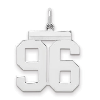 Sterling Silver Rhodium-plated Medium Polished Number 96 Charm