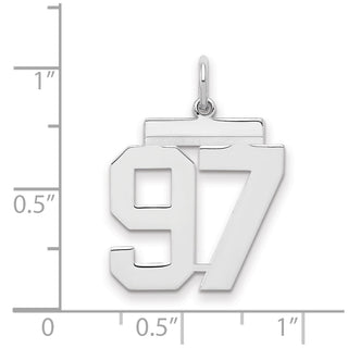 Sterling Silver Rhodium-plated Medium Polished Number 97 Charm