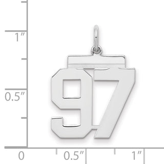 Sterling Silver Rhodium-plated Medium Polished Number 97 Charm