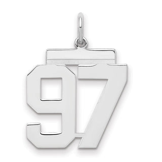Sterling Silver Rhodium-plated Medium Polished Number 97 Charm