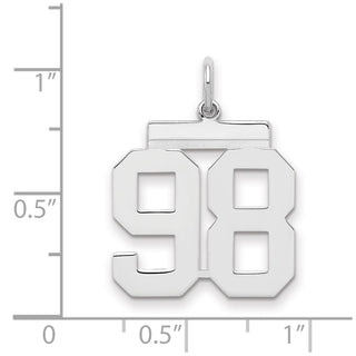 Sterling Silver Rhodium-plated Medium Polished Number 98 Charm