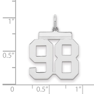 Sterling Silver Rhodium-plated Medium Polished Number 98 Charm