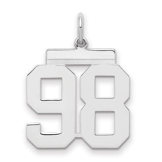 Sterling Silver Rhodium-plated Medium Polished Number 98 Charm