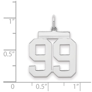 Sterling Silver Rhodium-plated Medium Polished Number 99 Charm