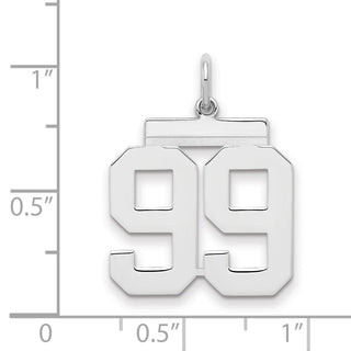 Sterling Silver Rhodium-plated Medium Polished Number 99 Charm