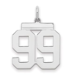 Sterling Silver Rhodium-plated Medium Polished Number 99 Charm