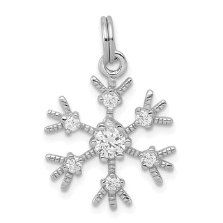Sterling Silver Rhodium-plated Clear CZ Snowflake Charm