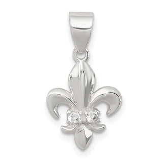 Sterling Silver CZ Fleur De Lis Pendant QP1131