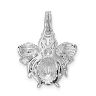Rhodium-Plated Sterling Silver Green and Yellow Enamel Bee Charm