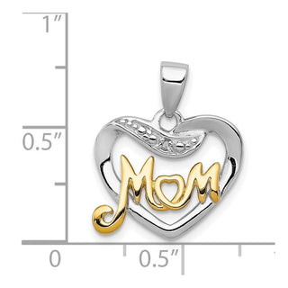 Sterling Silver Vermeil Diamond Mom Pendant