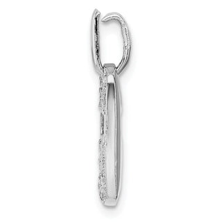 Sterling Silver Rhodium-plated Faith CZ Open Cross Charm