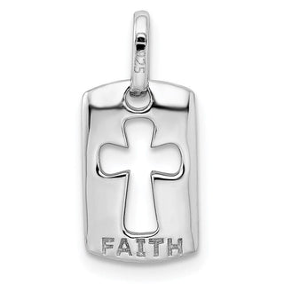 Sterling Silver Rhodium-plated Faith CZ Open Cross Charm