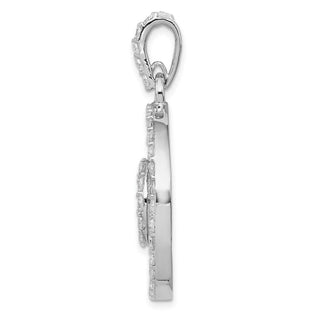 Sterling Silver Rhodium-plated CZ & Vermeil Circle Pendant