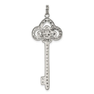Sterling Silver and CZ Key Charm QP1527