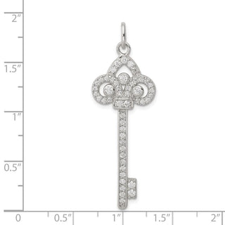 Sterling Silver and CZ Key Charm QP1527