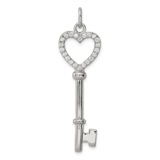 Sterling Silver CZ Heart Key Charm QP1550