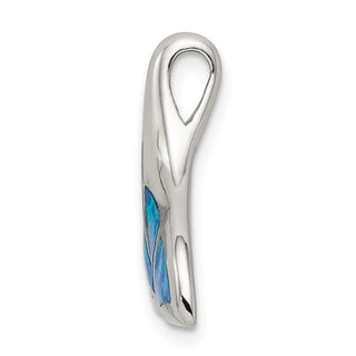Sterling Silver Lab-Created Blue Opal Inlay Whale Tail Slide