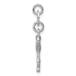 Sterling Silver Rhodium-plated Polished Open Heart Key Charm