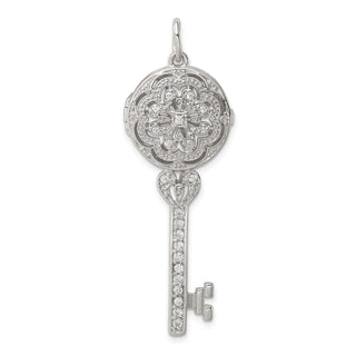 Sterling Silver CZ Key Locket Charm QP2033