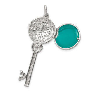 Sterling Silver CZ Key Locket Charm QP2035