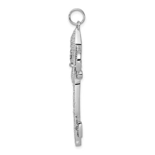 Sterling Silver Black and White CZ Fleur De Lis Key Charm
