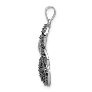 Sterling Silver Black & White CZ Spider Pendant