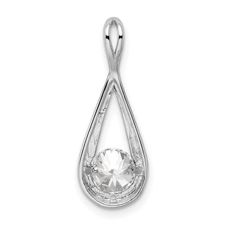 Sterling Silver Rhodium-plated CZ Teardrop Pendant