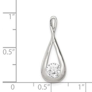 Sterling Silver Rhodium-plated CZ Teardrop Pendant