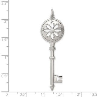 Sterling Silver CZ Key Charm QP2847