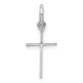 Rhodium-Plated Sterling Silver Childs Polished Cross Pendant QP4032